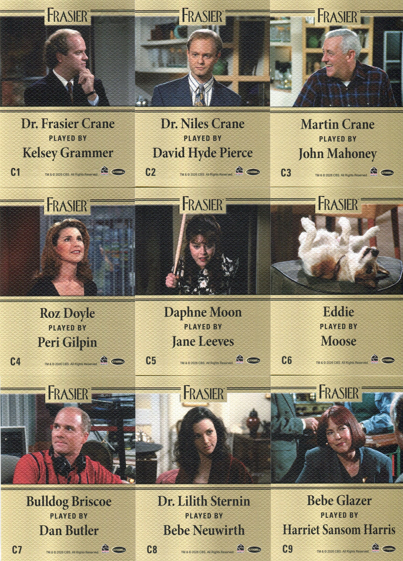 Frasier TV Show Premiere Edition Character Cards Chase Card Set C1 - C18 - TvMovieCards.com