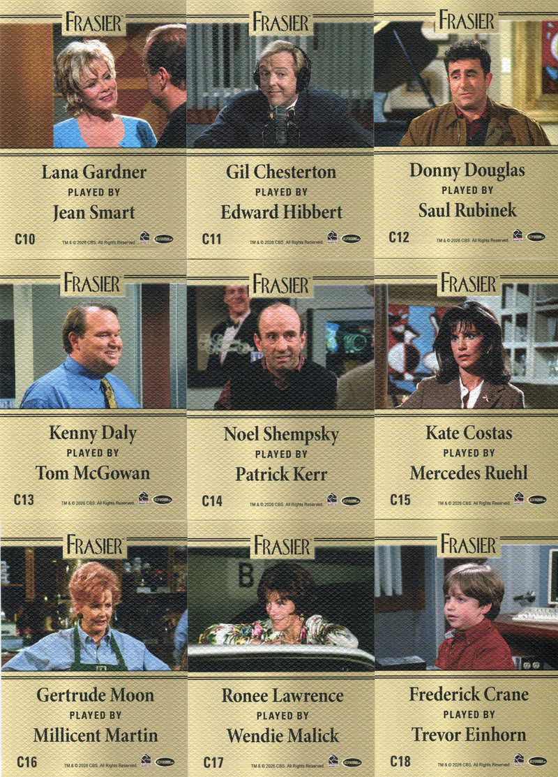 Frasier TV Show Premiere Edition Character Cards Chase Card Set C1 - C18 - TvMovieCards.com
