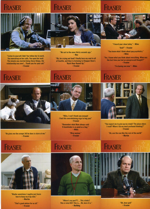 Frasier TV Show Premiere Edition Quotable Frasier Chase Card Set Q1 - Q9 - TvMovieCards.com