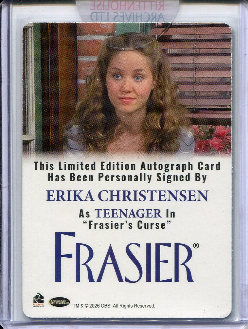 Frasier TV Show Premiere Edition Erika Christensen Autograph Printing Plate Card - TvMovieCards.com