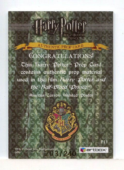 Harry Potter Half Blood Prince Update Wanted Poster Prop Card HP P11 #203/240 - TvMovieCards.com