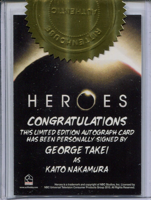 Heroes Archives George Takei as Kaito Nakamura Dealer Incentive Autograph Card - TvMovieCards.com