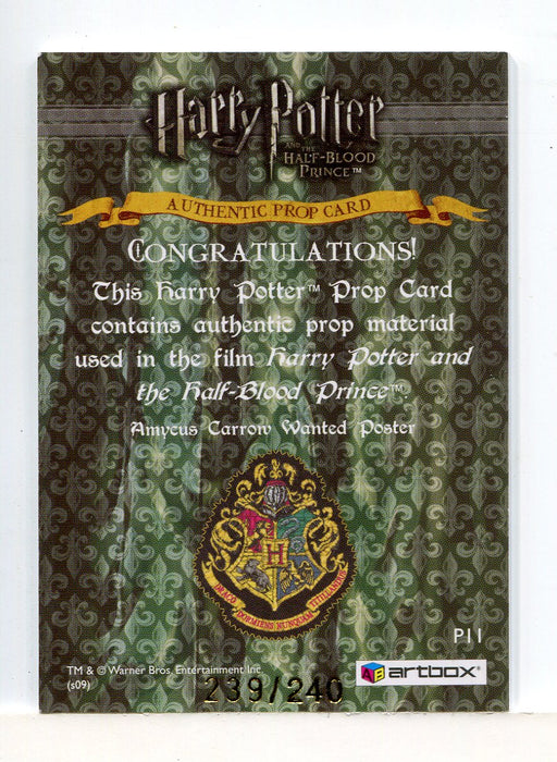 Harry Potter Half Blood Prince Update Wanted Poster Prop Card HP P11 #239/240 - TvMovieCards.com