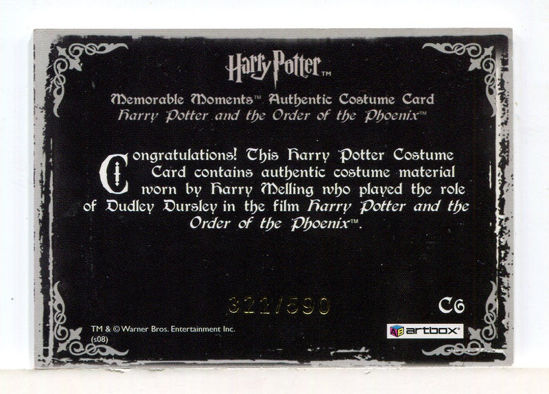 Harry Potter Memorable Moments 2 Dudley Dursley Costume Card HP C6 #322/590 - TvMovieCards.com