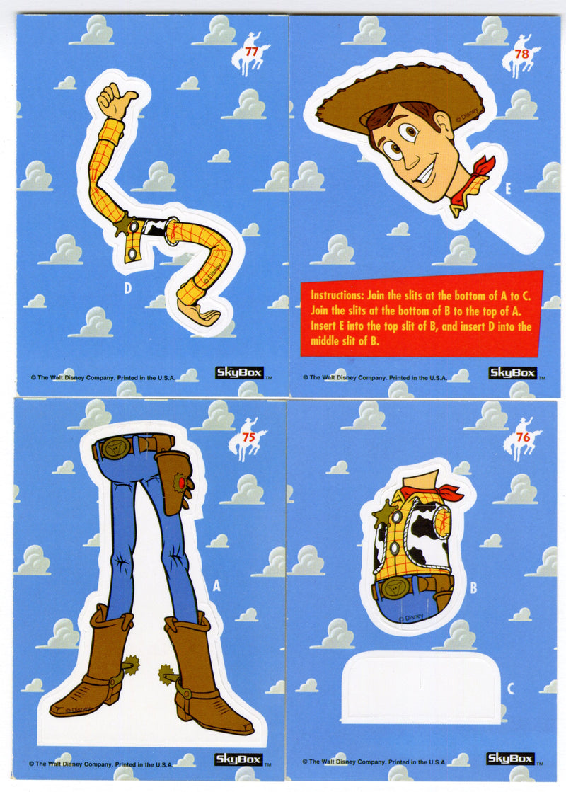 Toy Story Series 1 Disney Movie Woody 4 Card Standee Card Set Skybox 1995