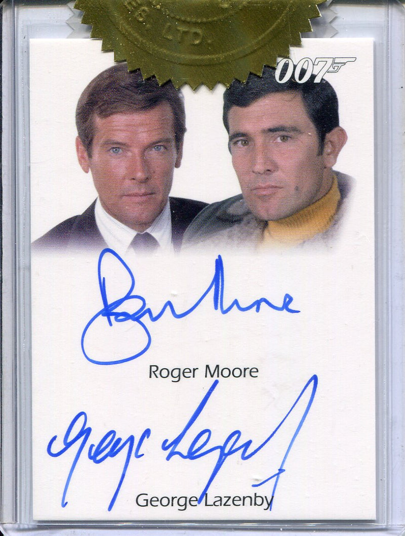 James Bond Heroes & Villains Roger Moore & George Lazenby Dual Autograph Card