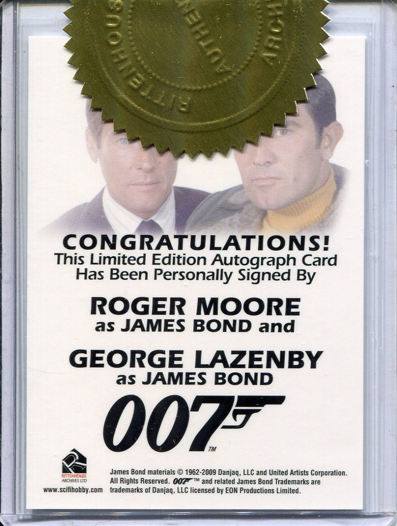 James Bond Heroes & Villains Roger Moore & George Lazenby Dual Autograph Card