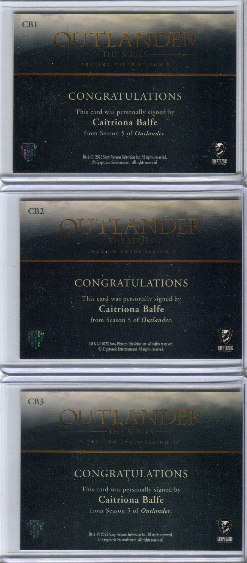 Outlander Season 5 Caitriona Balfe as Claire Fraser CB1 CB2 CB3 Autograph Card Set