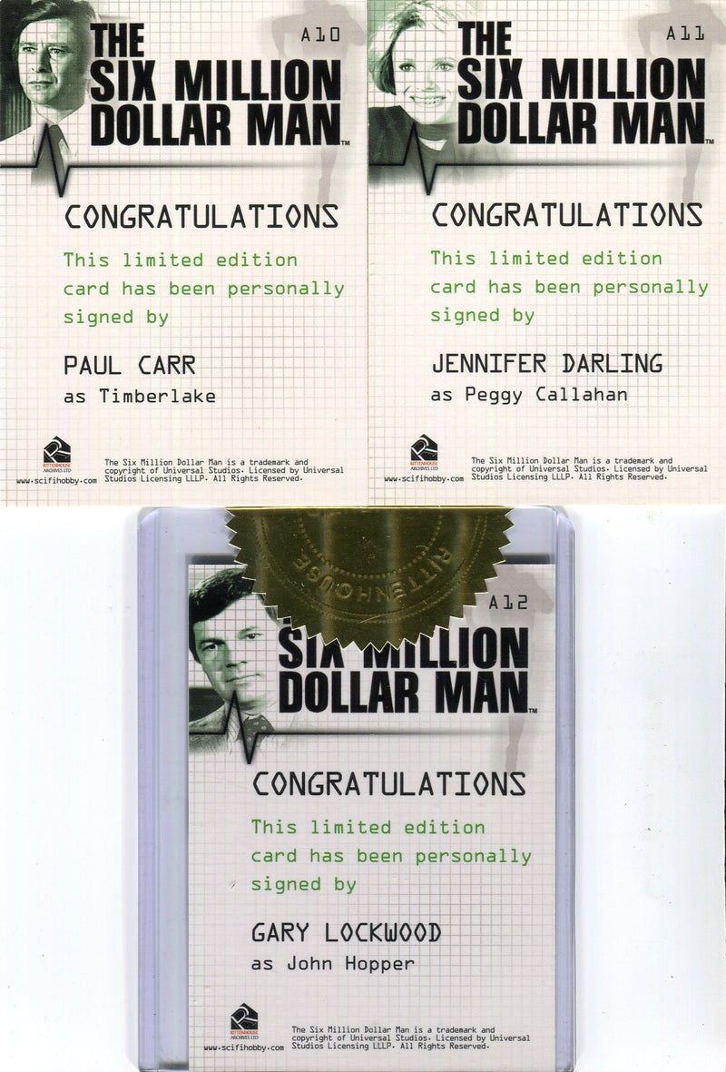 Six Million Dollar Man Seasons 1 & 2 Autograph Card Set 12 Cards
