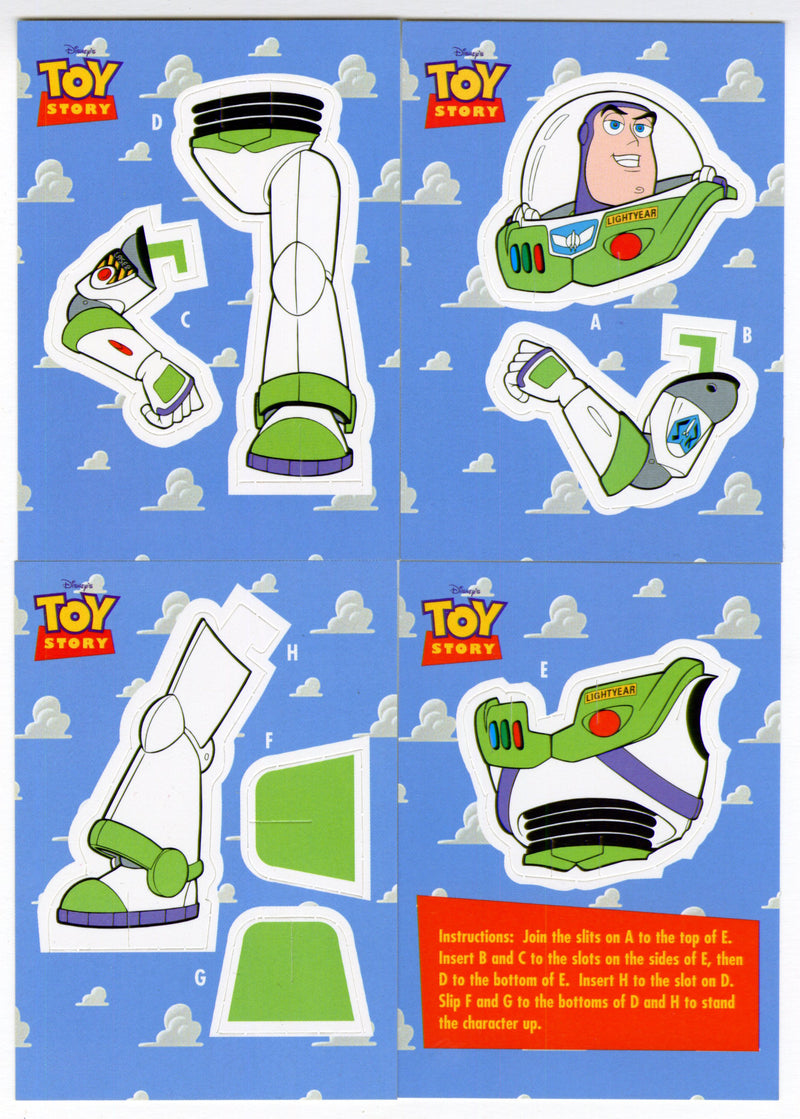 Toy Story Series 1 Disney Movie Buzz Lightyear 4 Card Standee Card Set Skybox 1995