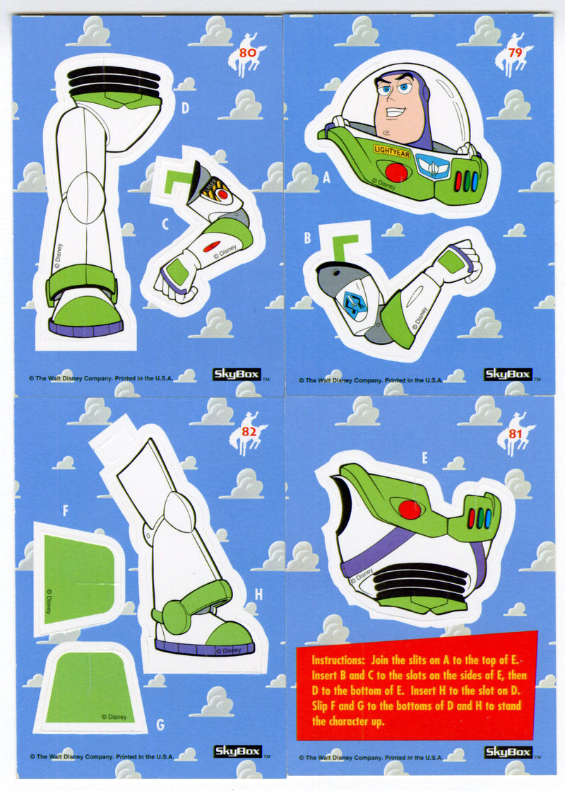 Toy Story Series 1 Disney Movie Buzz Lightyear 4 Card Standee Card Set Skybox 1995