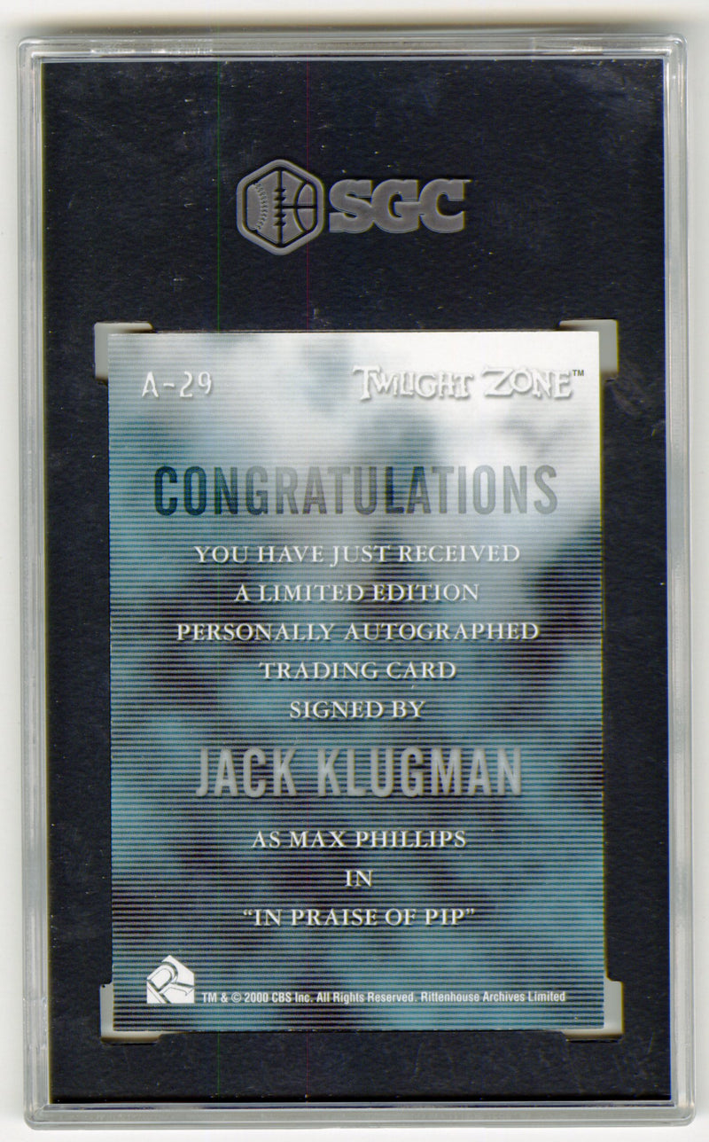 Twilight Zone 2 The Next Dimension Jack Klugman Autograph Card A-29 Auto 10