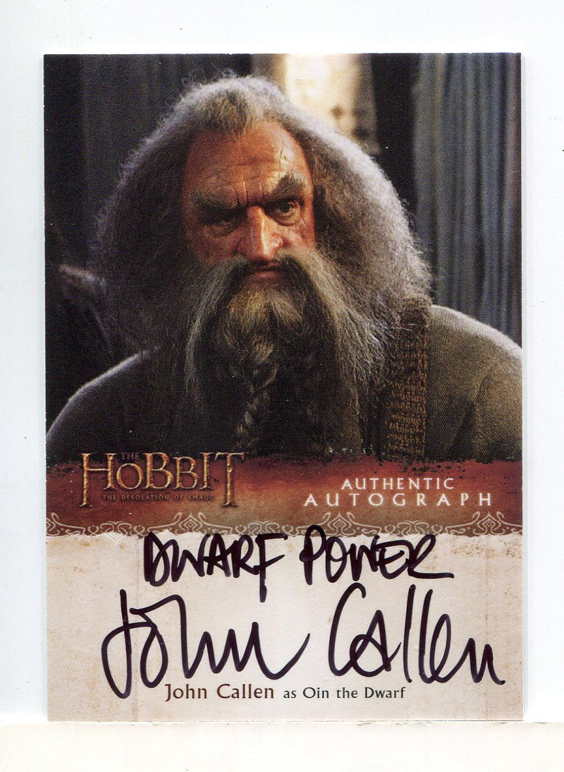 Hobbit Desolation of Smaug John Callen Oin the Dwarf Autograph Card JC