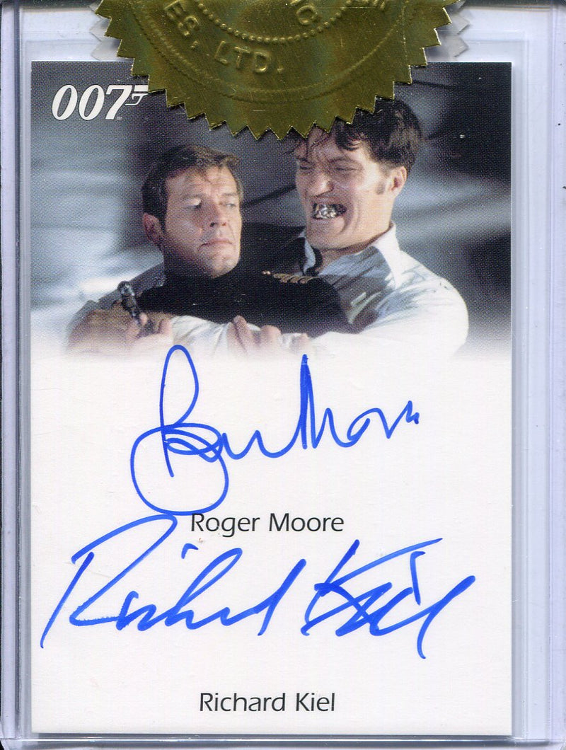 James Bond 50th Anniversary 2 Roger Moore & Richard Kiel Dual Autograph Card
