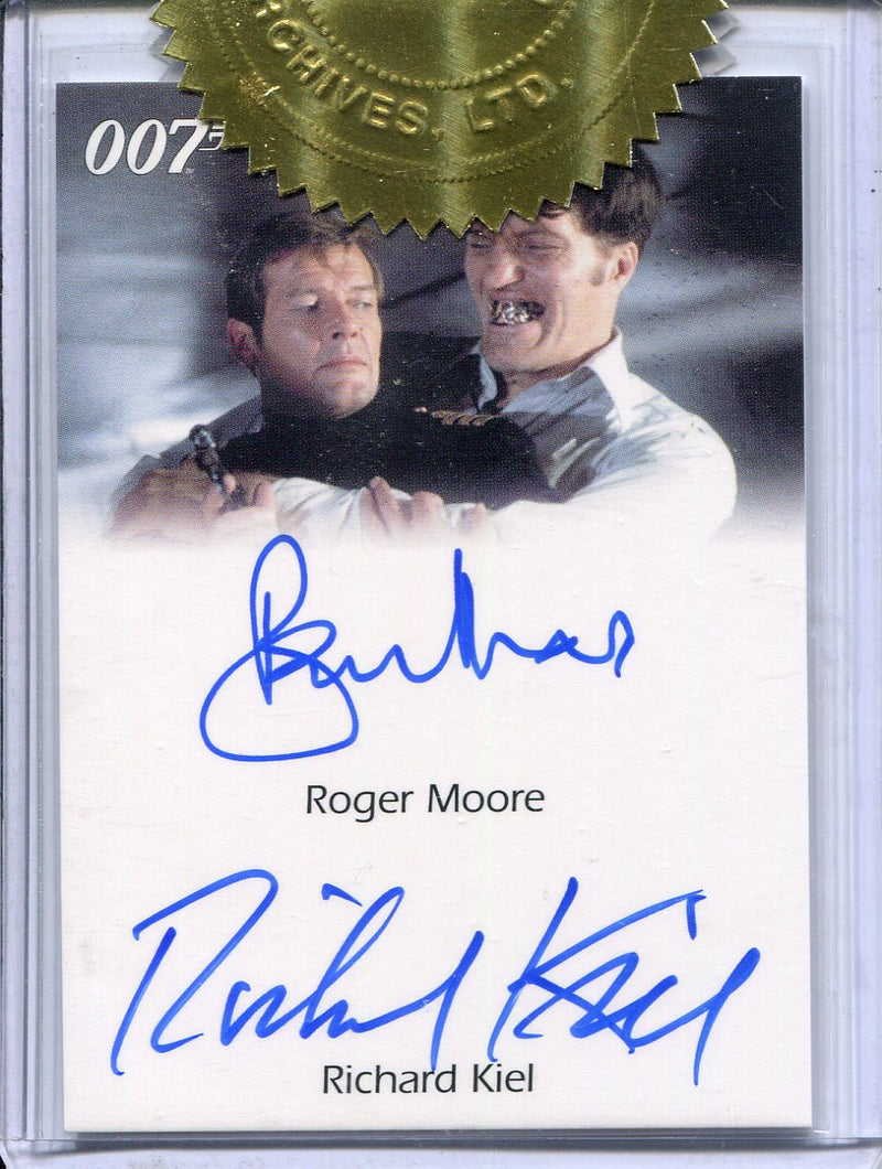 James Bond 50th Anniversary 2 Roger Moore & Richard Kiel Dual Autograph Card