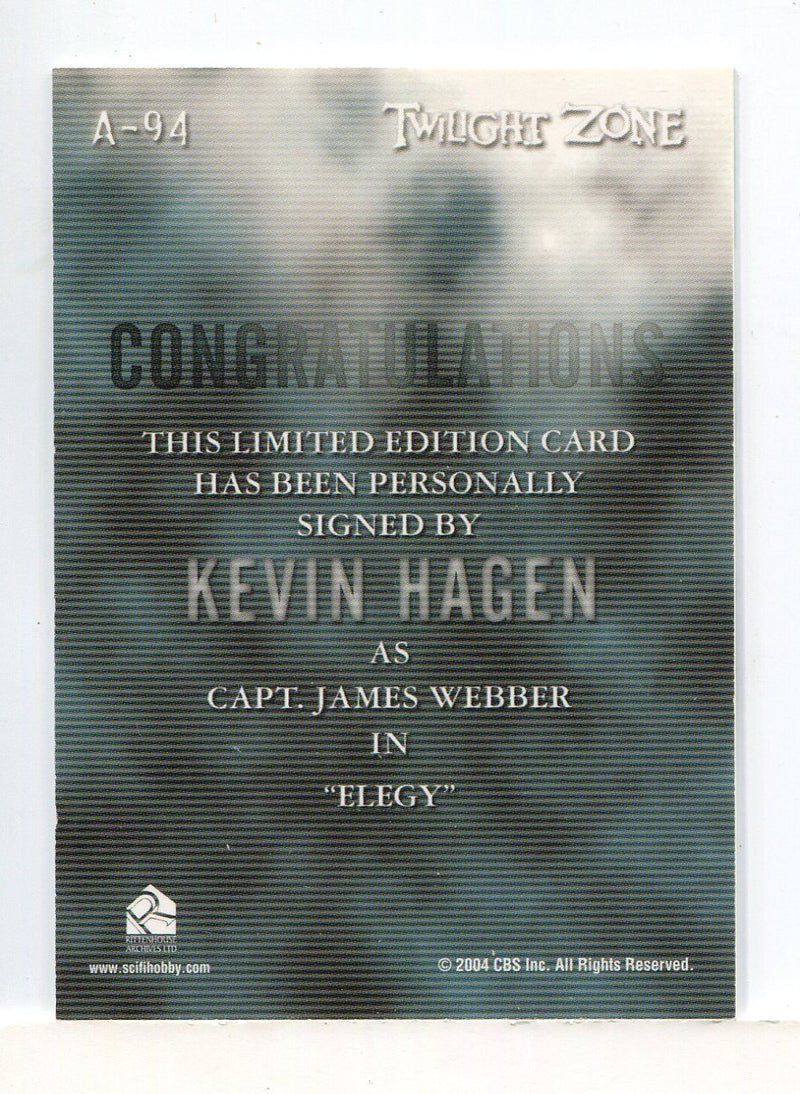 Twilight Zone 4 Science and Superstition Kevin Hagen Autograph Card A-94