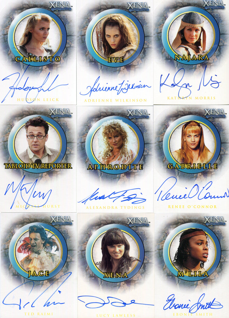 Xena Season Six Autograph Card Set 15 Cards A7 thru A21