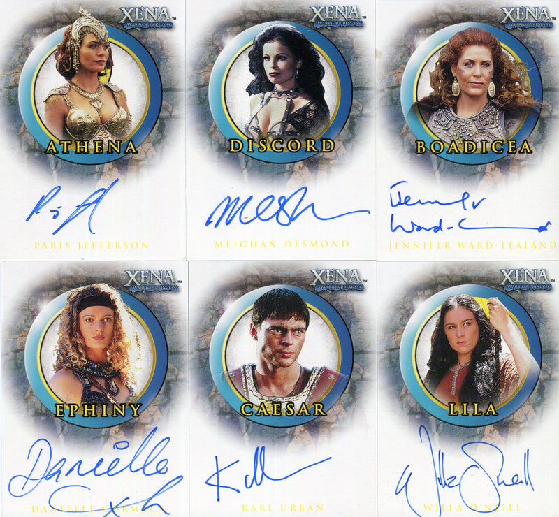 Xena Season Six Autograph Card Set 15 Cards A7 thru A21