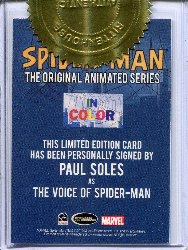 Spider-Man Original Animated Series Paul Soles Autograph Card & Lenticular Set