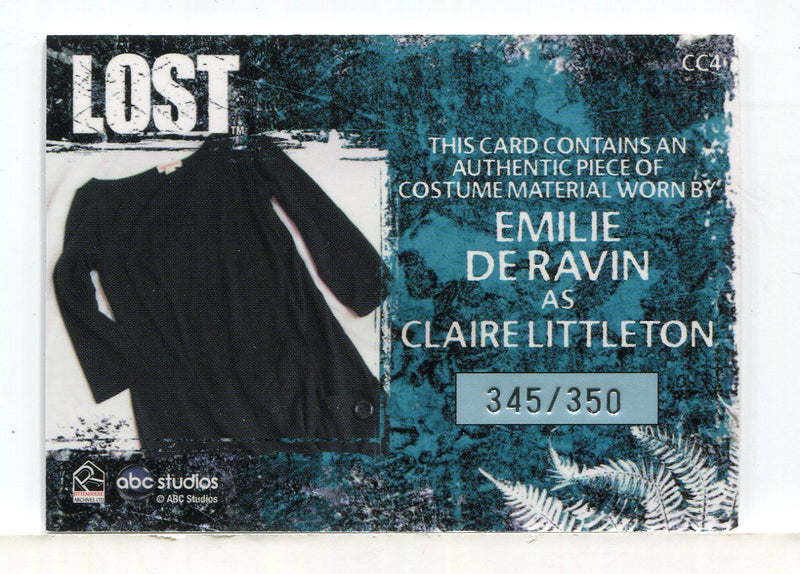 Lost Relics Emilie De Ravin as Claire Littleton Relic Costume Card CC4 #345/350
