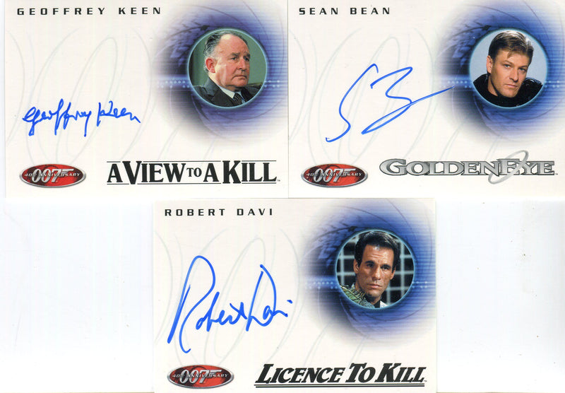 James Bond 40th Anniversary Expansion Card Set w/3 Autographs Bean, Davi, Keen
