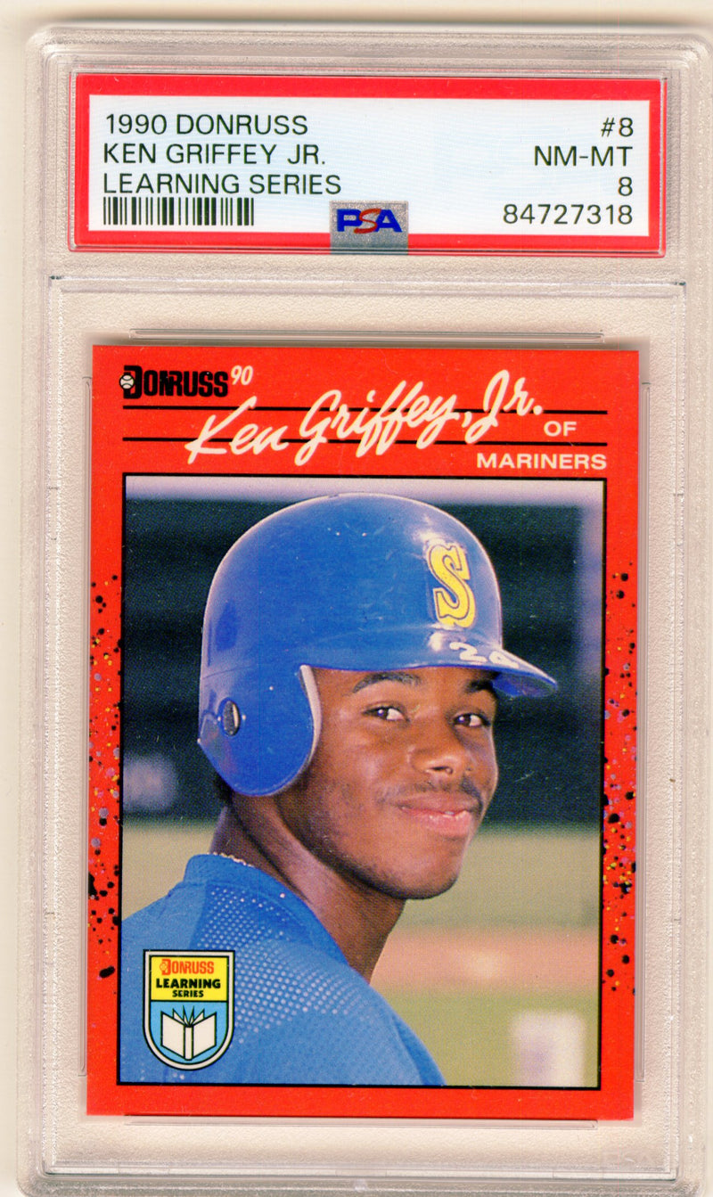 1990 Donruss Learning Series Baseball Card #8 Ken Griffey Jr Graded PSA 8 NM-MT