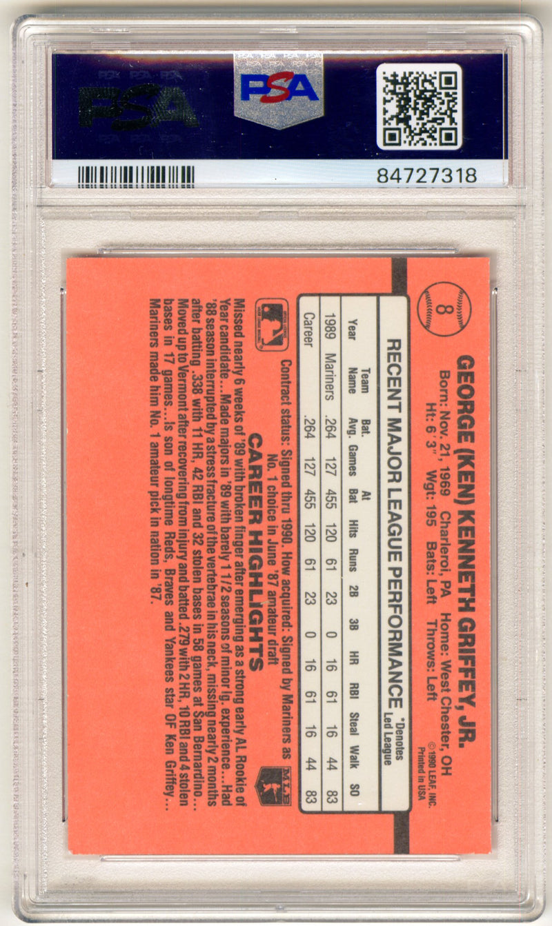 1990 Donruss Learning Series Baseball Card #8 Ken Griffey Jr Graded PSA 8 NM-MT