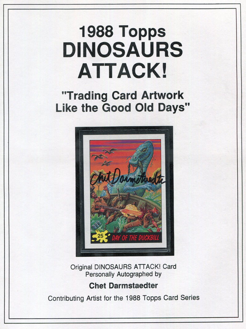 Dinosaurs Attack 1988 Topps Artist Chet Darmstaedter Autograph Card #25
