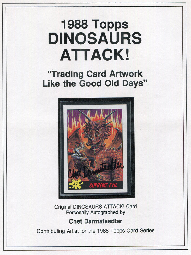 Dinosaurs Attack 1988 Topps Artist Chet Darmstaedter Autograph Card #47