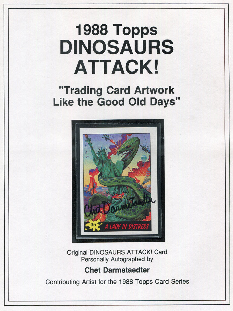 Dinosaurs Attack 1988 Topps Artist Chet Darmstaedter Autograph Card #35