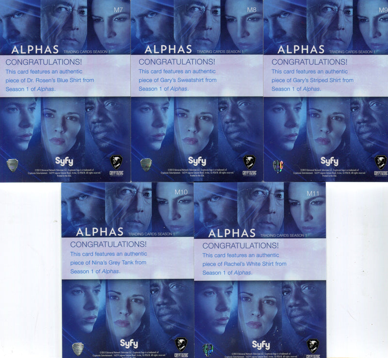Alphas Season 1 Wardrobe Costume Card Set 11 Cards M1 - M11