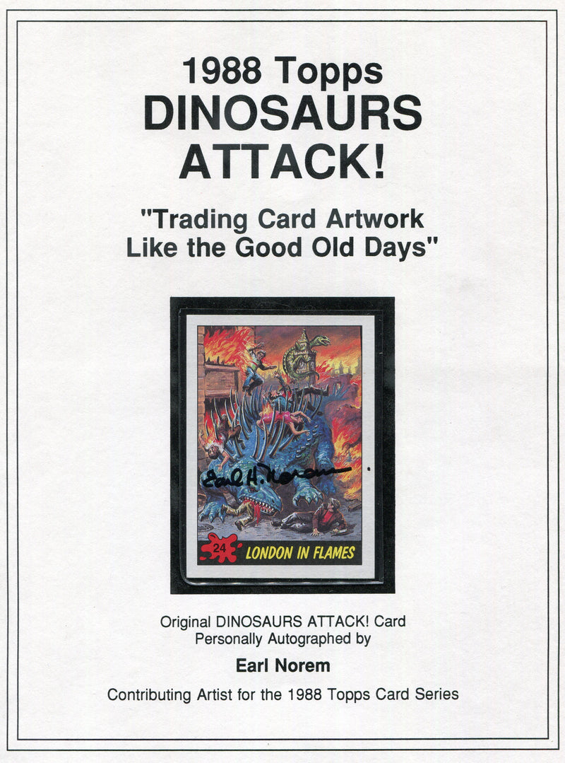 Dinosaurs Attack 1988 Topps Artist Earl Norem Autograph Card #24