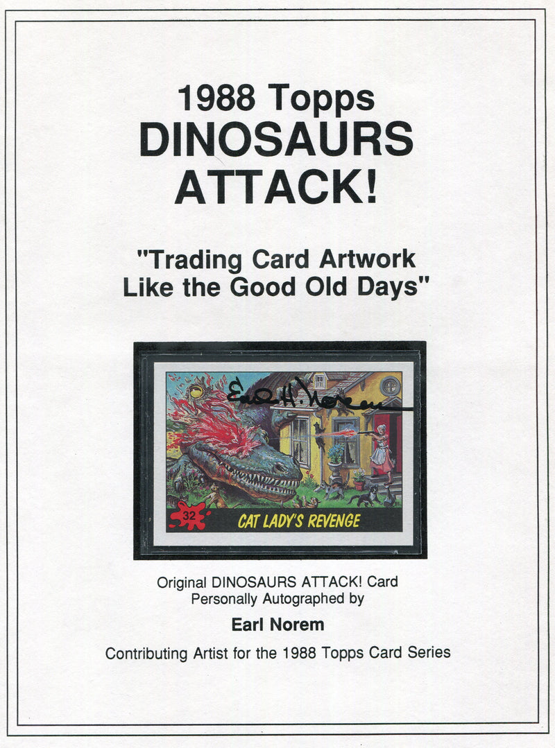 Dinosaurs Attack 1988 Topps Artist Earl Norem Autograph Card #32