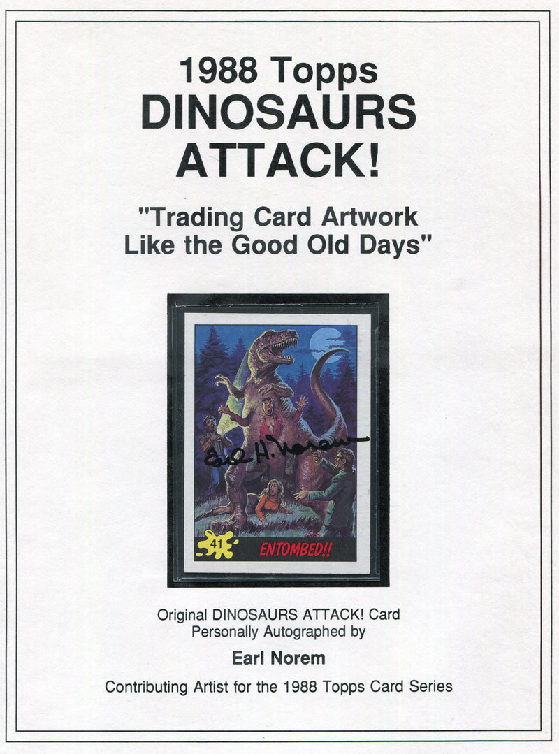Dinosaurs Attack 1988 Topps Artist Earl Norem Autograph Card #41