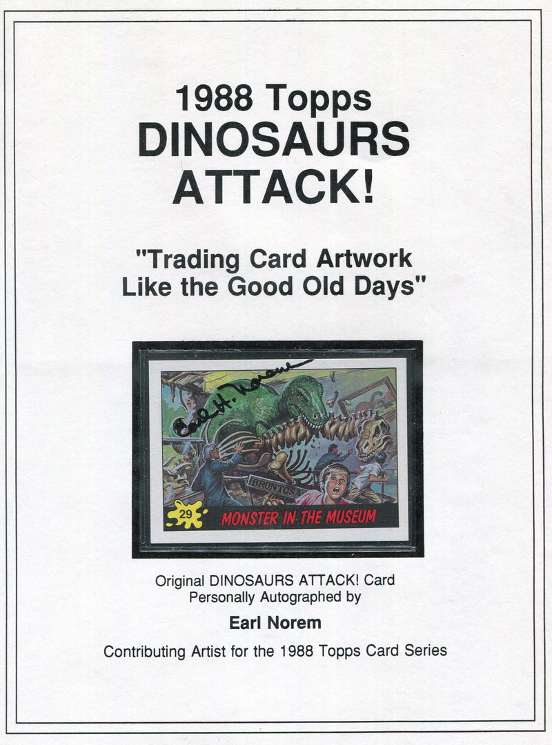 Dinosaurs Attack 1988 Topps Artist Earl Norem Autograph Card #29