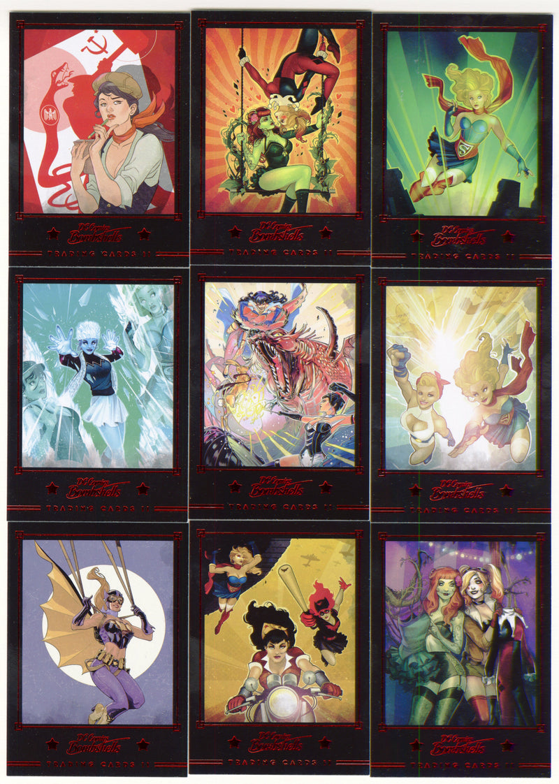 DC Comics Bombshells II Red Base Foil New Covers Trading Card Set C1-C9