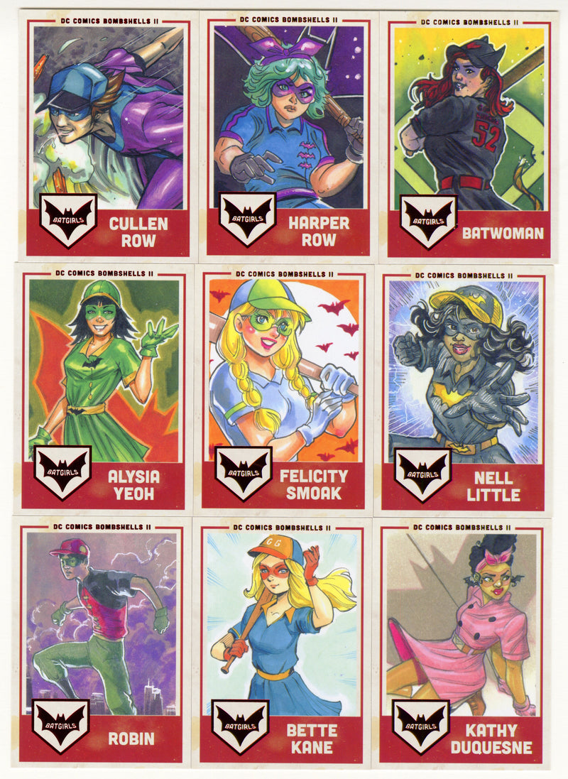 DC Comics Bombshells II Red Base Foil Batgirls Trading Card Set G1-G9
