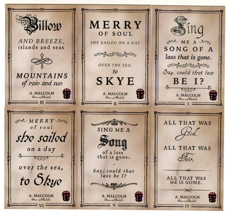 Outlander Season 3 Red Fraser Seal Foil Parallel Skye Boat Song Card Set Q1-Q6