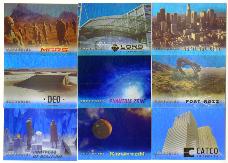 Supergirl Season 1 Locations Rainbow Foil Parallel Chase Card Set L1-L9 Cryptozoic