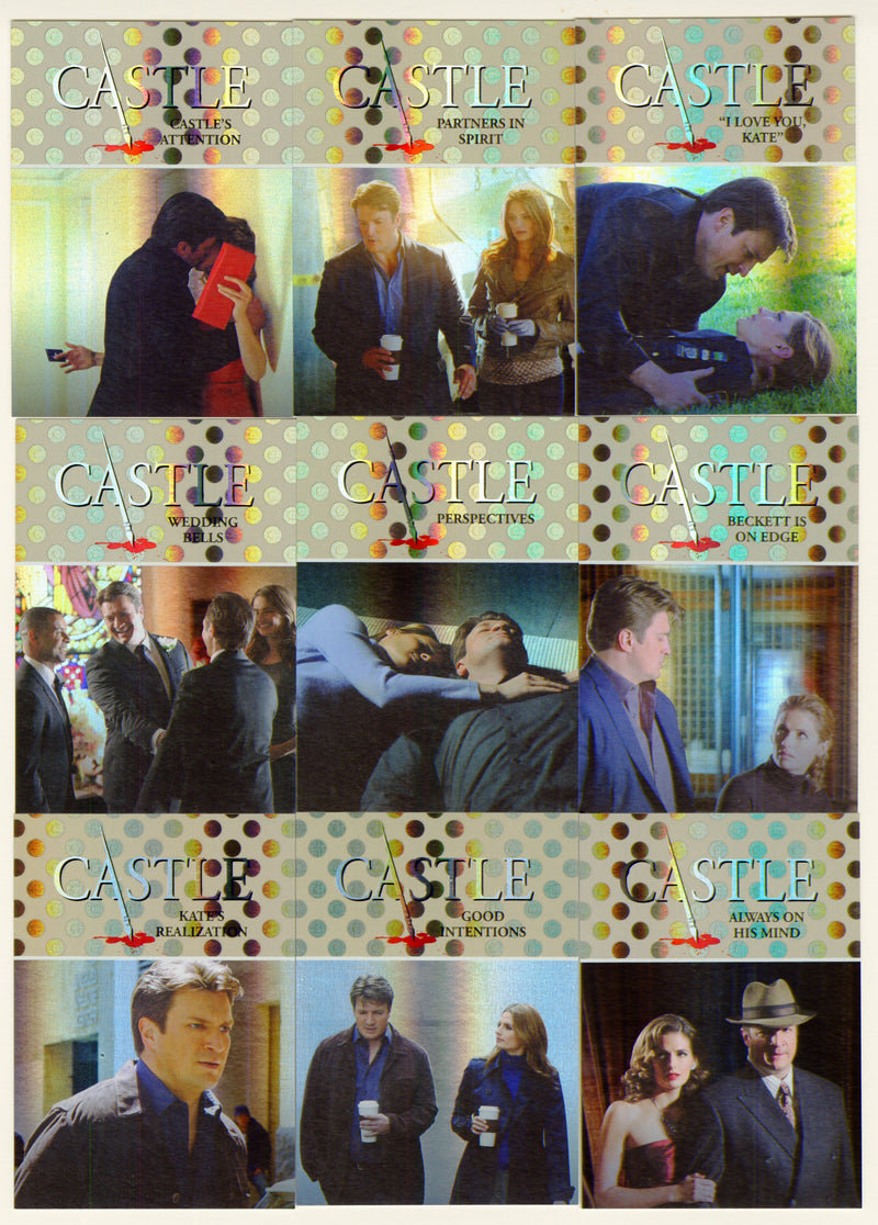 2014 Castle Seasons 3 & 4 Caskett Foil Parallel Insert Chase Card Set C1-C9