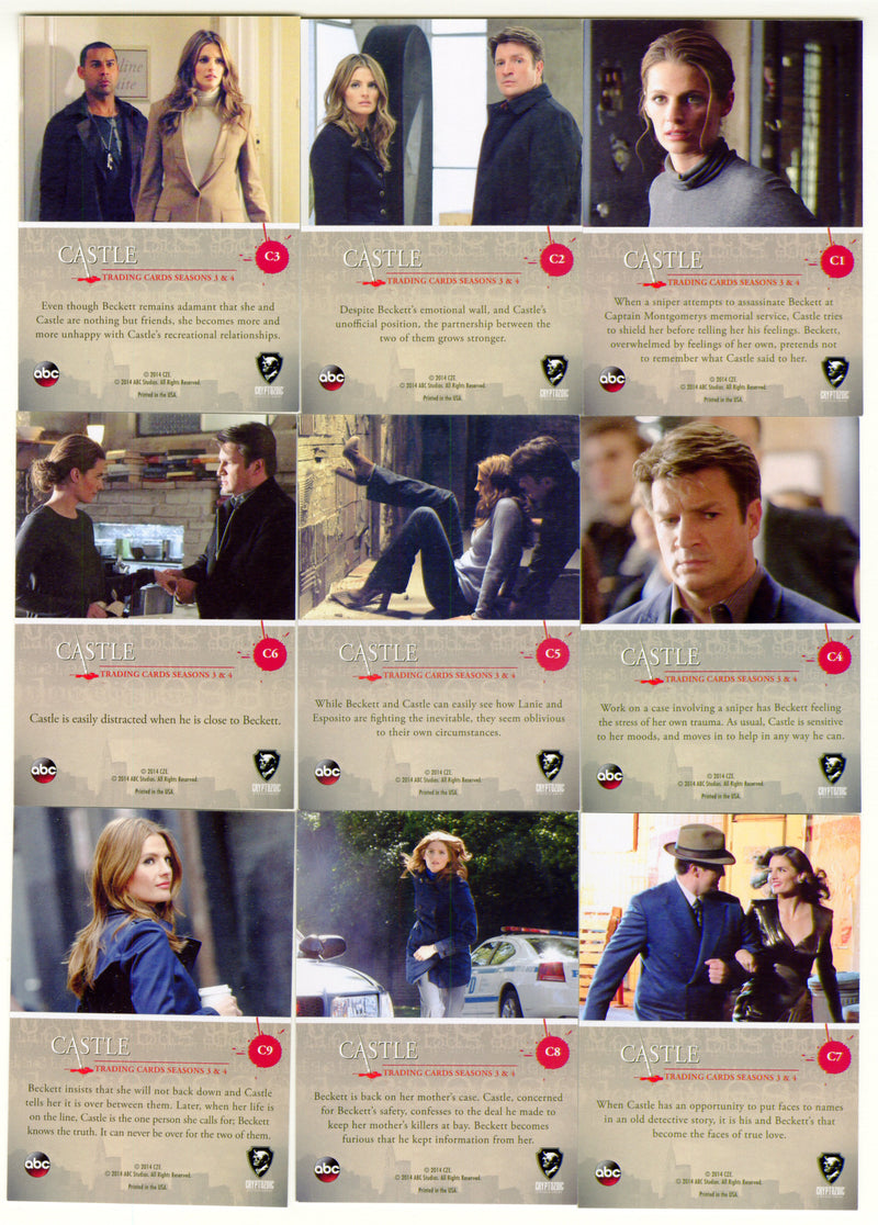 2014 Castle Seasons 3 & 4 Caskett Foil Parallel Insert Chase Card Set C1-C9