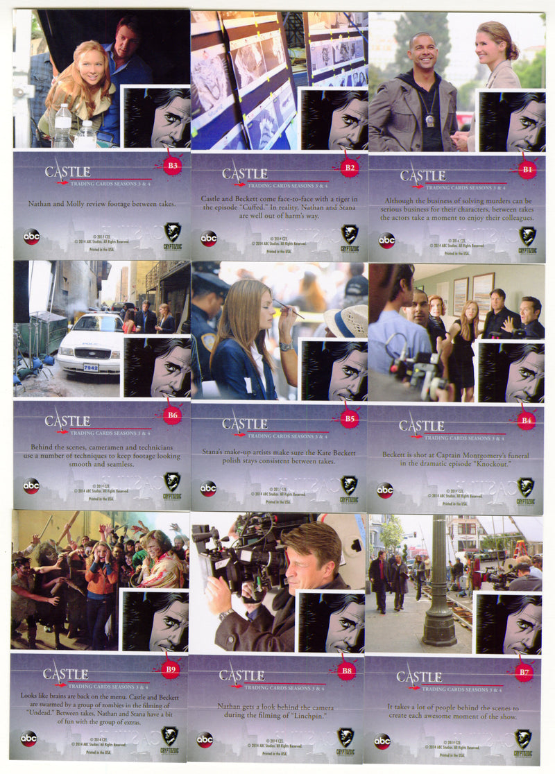 2014 Castle Seasons 3 & 4 Behind the Scenes  Foil Parallel Insert Card Set B1-B9