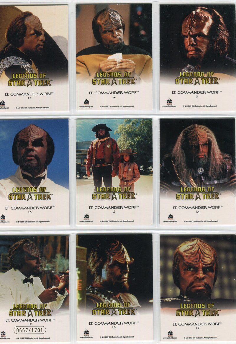Legends Of Star Trek Series 11: Lt. Commander Worf Chase Card Set L1-L9