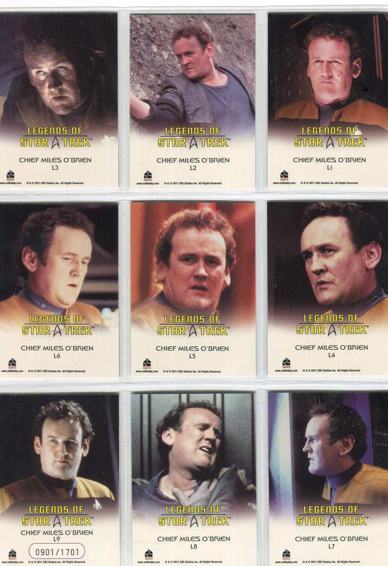 Legends Of Star Trek Series 29: Chief Miles O'Brien Chase Card Set L1-L9