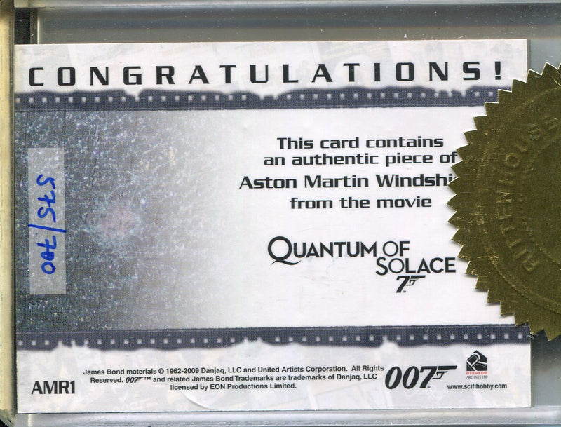 James Bond Archives 2009 Edition Aston Martin Windshield AMR1 Relic Card 575/700