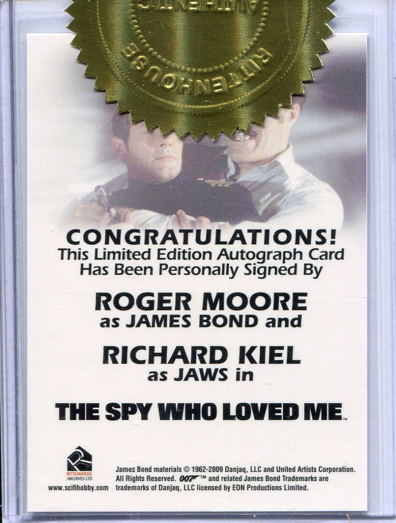 James Bond Heroes & Villains Roger Moore & George Lazenby Dual Autograph Card - TvMovieCards.com