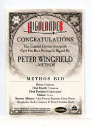 Highlander Peter Wingfield as Methos Expansion Autograph Card IA3 - TvMovieCards.com