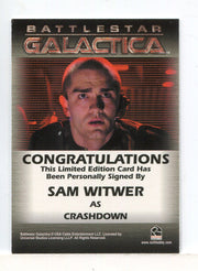 Battlestar Galactica Season One Sam Witwer Autograph Card - TvMovieCards.com