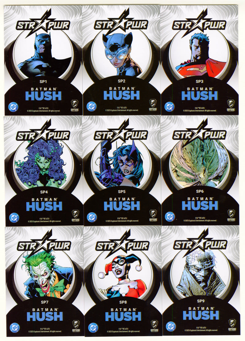 2025 Batman Hush Essentials STR PWR Trading Card Insert Set SP1-SP9