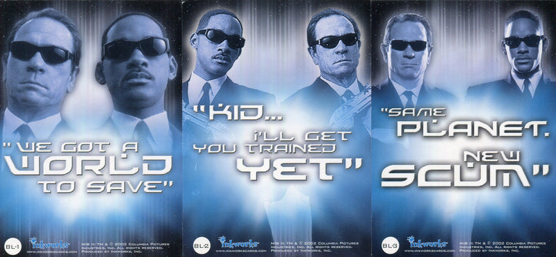 Men In Black II Movie Foil Box Loader Chase Card Set BL-1-BL-3 Inkworks 2002